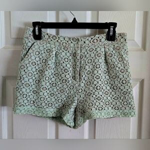 Victoria Beckham Mint Lace High Waist Shorts